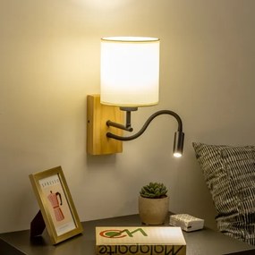 Lampă LED flexibilă de perete Brilagi NUBILA WOOD 1xE27/25W/230V + LED/3W stejar/negru/crem