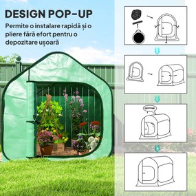 Outsunny Seră pentru Grădină cu Intrare cu Fermoar din Oțel și PE, 150x148x148 cm, Verde | Aosom Romania