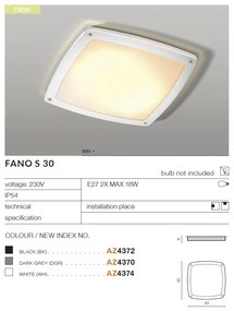 Plafoniera pentru exterior IP54 FANO S 30 BK