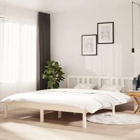 814895 vidaXL Cadru de pat, alb, 160x200 cm, lemn masiv de pin