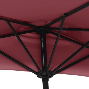 Umbrela de balcon, tija aluminiu bordo 300x150x253cm semirotund Rosu