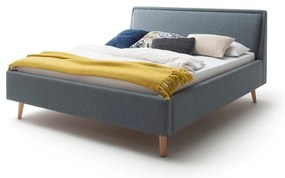 Pat matrimonial verde/albastru tapițat cu spațiu de depozitare cu somieră 180x200 cm Frieda – Meise Möbel
