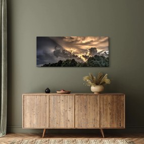 Tablou cu nori și pădure (120x50 cm)
