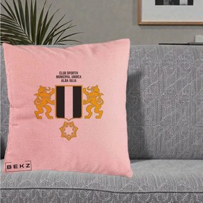 Perna Personalizata CSM Unirea Alba Iulia Fotbal, 40x40 cm, Roz, Husa Detasabila, Perna Inclusa, BEKZ®