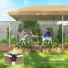 Outsunny Baldachin Pop-Up cu Plasă, Cort pentru Petreceri cu Geantă de Transport pentru Exterior, 585x295xx270 cm, Bej | Aosom Romania