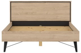 Pat matrimonial în culoare naturală cu aspect de lemn de stejar cu somieră 140x200 cm Ry – Tvilum