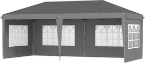 Outsunny Tonelă pop-up pliabilă - cort pentru recepții - 3 x 6 m 3 laturi demontabile gri | Aosom Romania