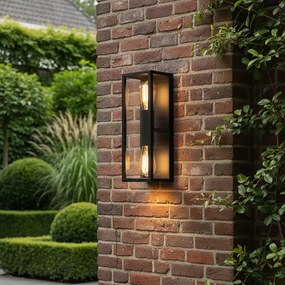 Aplică industrială neagră 38 cm cu 2 lumini IP44 - Charlois