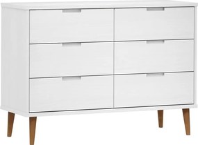vidaXL Dulap TV „MOLDE” alb, 113x40x80 cm, din lemn masiv de pin