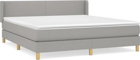 vidaXL Pat continental cu saltea, gri deschis, 160x200 cm, textil