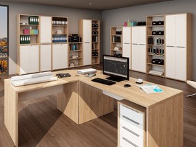 Masă PC Rumia 11 (stejar artisan + alb). 1064681