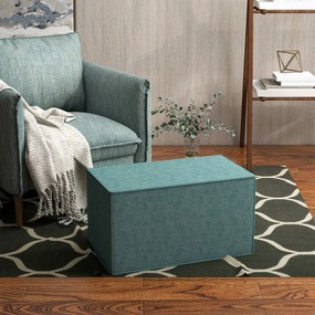 HOMCOM Taburet pentru Picioare 2 în 1 cu Husă Detașabilă, Taburet Puf din Material cu Aspect de In, 75x41x41 cm, Verde | Aosom Romania