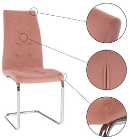 Scaun de masă, ţesătură de catifea roz / crom, SALOMA NEW