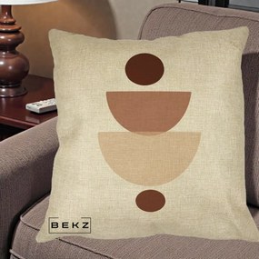 Perna Decorativa Geometric Boho Balance, 40x40 cm, Crem, Husa Detasabila, Perna Inclusa, BEKZ®