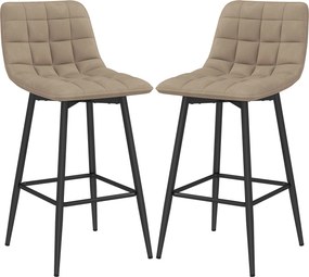 HOMCOM Scaune de bar nordic 84 cm maro din catifea si metal | Aosom Romania