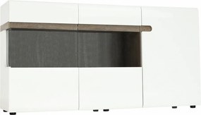 Comodă, albă strălucitoare HG/stejar sonoma închis, LYNATET TYP 42