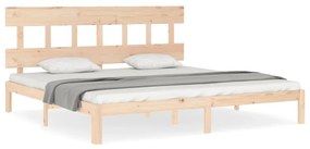3193616 vidaXL Cadru pat cu tăblie 200x200 cm, lemn masiv de pin