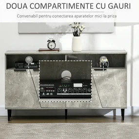 HOMCOM Bufeta moderna cu dulapuri cu 2 usi si rafturi reglabile, dulap pentru bucatarie si living cu efect de marmura, gri | AOSOM RO