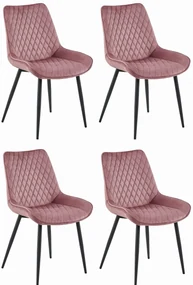 Set 4 Scaune Bucatarie/Dining Rokko Roz Catifea