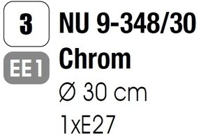 Plafoniera diametru 30cm, Agada NU 9-348/30 chrom OR