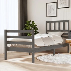 3101080 vidaXL Cadru de pat, gri, 100x200 cm, lemn masiv