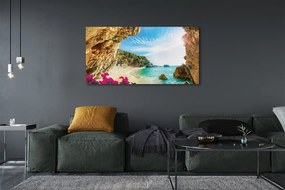 Tablouri canvas Grecia Coast stânci flori