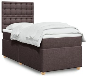 vidaXL Pat box spring cu saltea, maro închis, 100x200 cm, textil