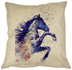 Perna Decorativa Patrata Colorful Horse, 40x40 cm, Husa Detasabila, Burduf