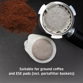 Espressor manual Caso Gourmet Latte, 1350 W, 20 bari, 1,3 l, ULKA, 6 programe, Cafea macinata si paduri ESE, Portafiltru, Spumare lapte cu rezervor incorporat, Otel inoxidabil