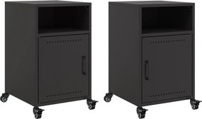 vidaXL Noptiere, 2 buc., negru, 36x39x59 cm, oțel