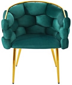Scaun de lux din catifea, scaun de prânz cu picioare din fier auriu, suporturi frontale reglabile și spătar confortabil, 50×47×80 cm, Verde Închis