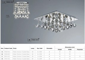 Aplica perete eleganta design modern Hanna 2L 3302-2CC SRT