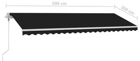 Copertina autonoma retractabila automat, antracit, 500x300 cm Antracit, 500 x 300 cm