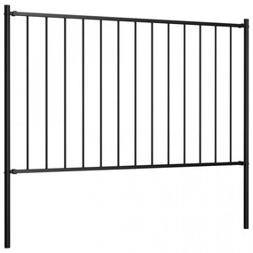 Panou de gard cu stâlpi, negru, 1,7 x 1 m, oțel