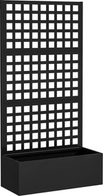 Outsunny Jardinieră cu spalier, paravan de intimitate, pat ridicat pentru grădină din oțel galvanizat, pentru plante cățărătoare, 89x40x178cm, negru | Aosom Romania