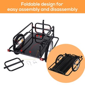 HOMCOM Carucior Remorca pentru Bicicleta Negru 156x72x82cm | Aosom Romania