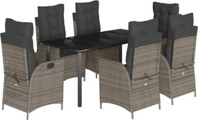 vidaXL Set mobilier de grădină cu perne, 7 piese, gri, poliratan