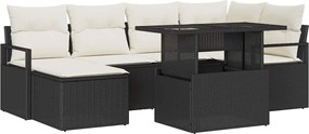 vidaXL Set de canapele pentru grădină 7 pcs Negru Rattan poli