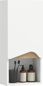 HOMCOM Dulap de baie de perete cu ușă cu închidere silențioasă și compartiment deschis 30 x 17 x 67 cm Alb | Aosom Romania