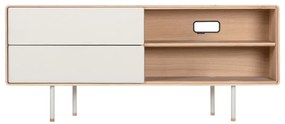 Comodă TV albă/în culoare naturală din lemn de stejar 150x64 cm Fina – Gazzda