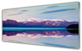 Tablouri acrilice Mountain Lake Peisaj Alb Negru Maro Albastru