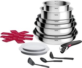 Set de vase pentru gătit 15 buc. din aluminiu INGENIO Cook Eat L881SF04 – Tefal