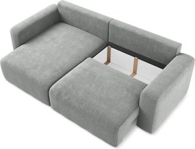 Colțar gri extensibil/cu spațiu de depozitare cu tapițerie din chenille (cu colț pe partea stângă/cu șezlong) Kona – Makamii