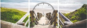 Tablou - Intare pe plaja (cu ceas) (90x30 cm)