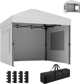 Outsunny Cort Pliabil Pop-up 3x3 m cu 3 Pereți 2 Ferestre Înălțime Reglabilă UPF50+ Husă Transport și Sacii de Nisip Alb | Aosom Romania