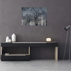 Tablou - Siluetă copac și frunze (70x50 cm)