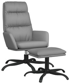 3097538 vidaXL Scaun relaxare cu taburet, gri închis, piele ecologică