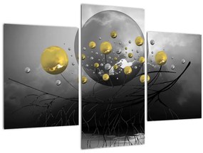 Tabloul cu bile abstracte aurii (90x60 cm)