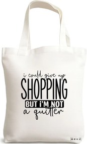 Sacosa de Panza pentru Cumparaturi, Geanta Tote, model I could give my shopping, 38x34.5 cm, Alba, BEKZ®