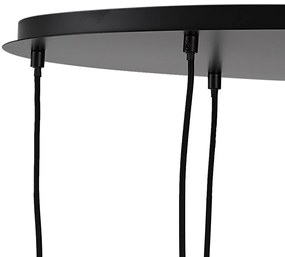 Lampă suspendată modernă neagră cu sticlă fumurie cu 9 lumini - Jia